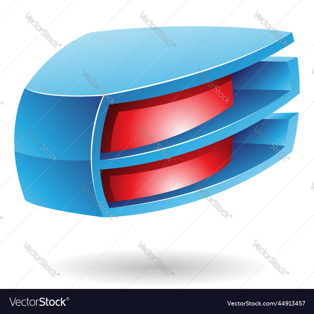 Blue and red abstract logo icon with a cake slice