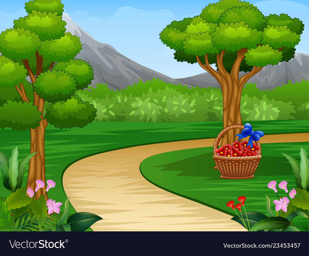 Cartoon Of Beautiful Garden Background With Dirt R