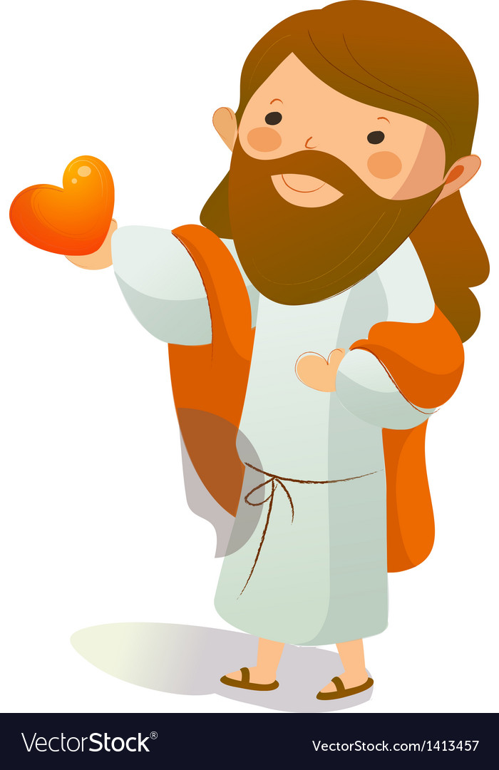 Close-up of jesus christ holding heart shape Vector Image