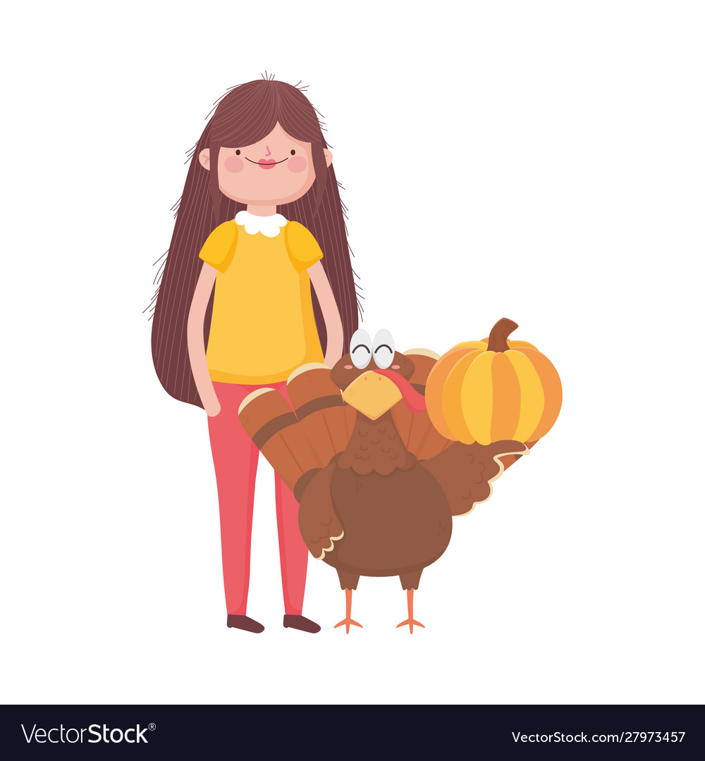 Happy thanksgiving day woman with turkey