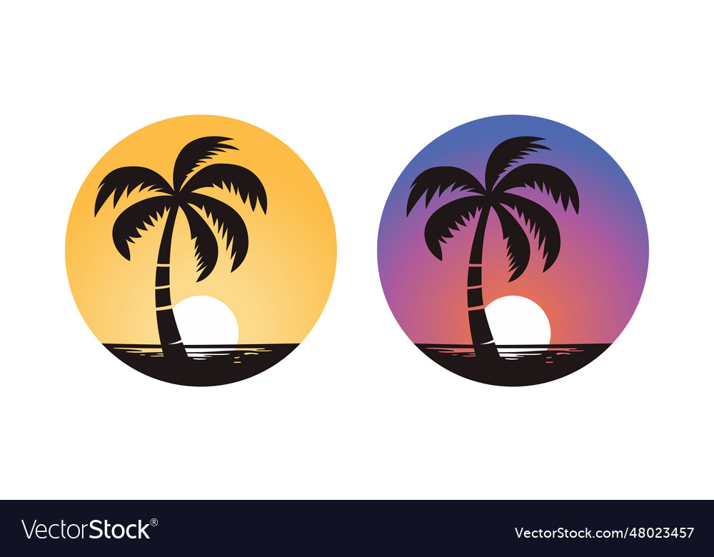 Palm trees tree icon set isolated Royalty Free Vector Image