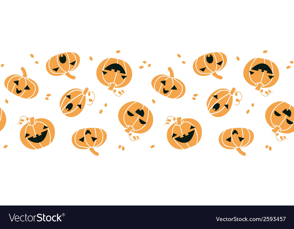 Smiling halloween pumpkins horizontal seamless