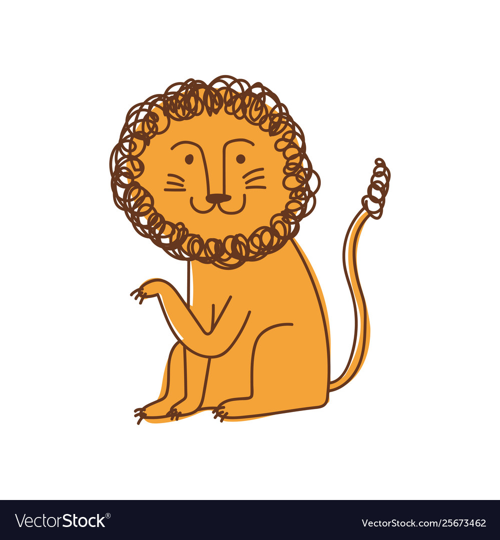 Cute lion hand drawn design element can be used