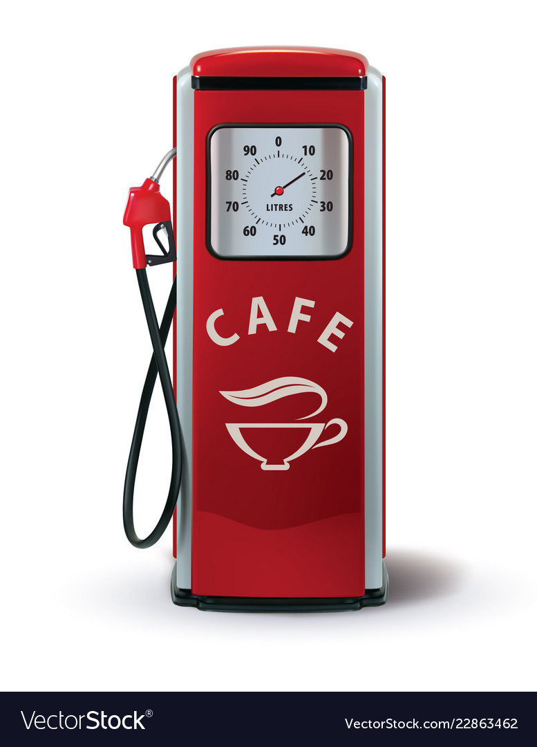 Gas pump with coffee dispenser metaphor coffee is Vector Image