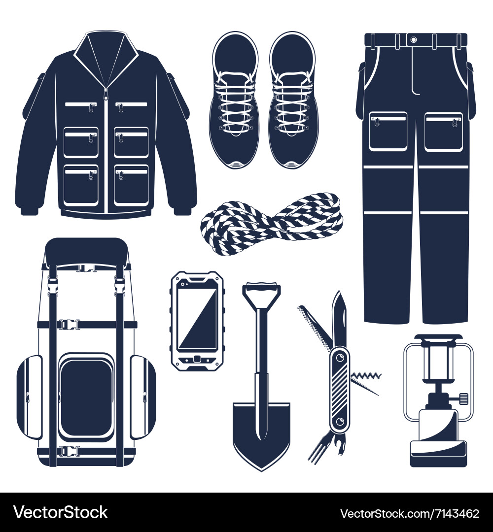 Hiking set Royalty Free Vector Image - VectorStock