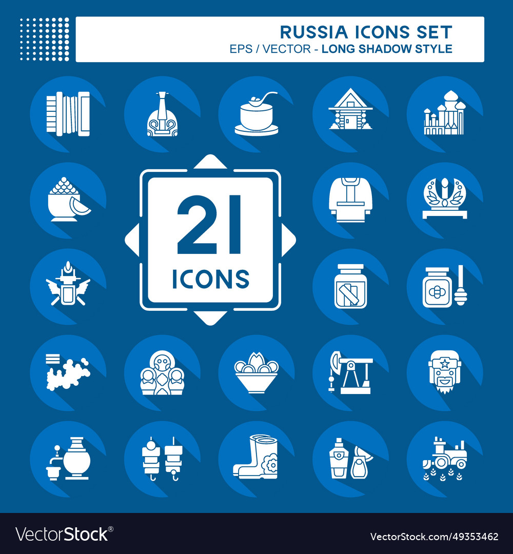 Icon set russia related to education symbol long Vector Image