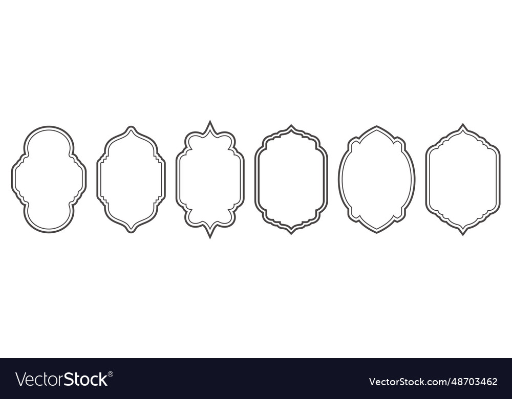 Ramadhan window frame shapes outline Royalty Free Vector