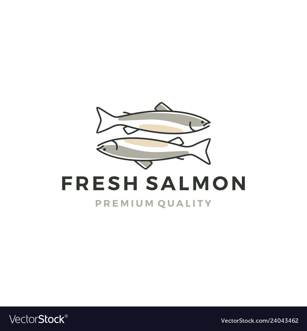 Salmon fish logo seafood label badge sticker Vector Image