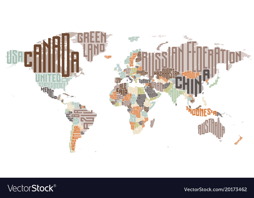 World map made typographic country names Vector Image