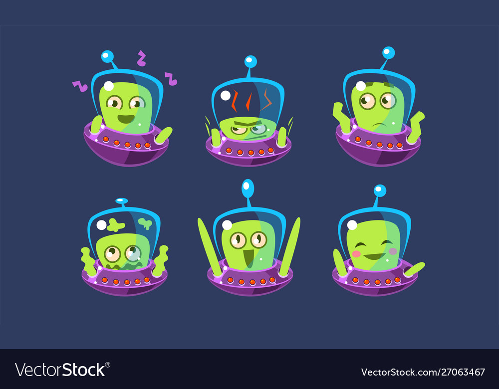 Cute alien character set funny monster