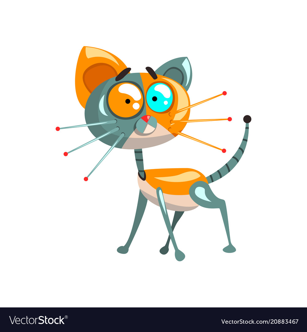 Cute funny robotic cat artificial intelligence Vector Image Cute funny robotic cat artificial intelligence Vector Image