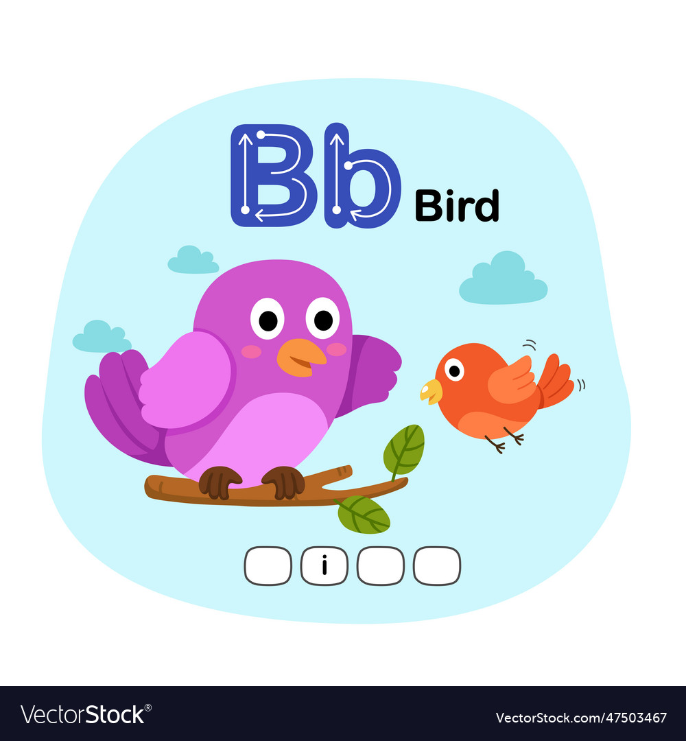 Isolated animal alphabet letter b-bird Royalty Free Vector