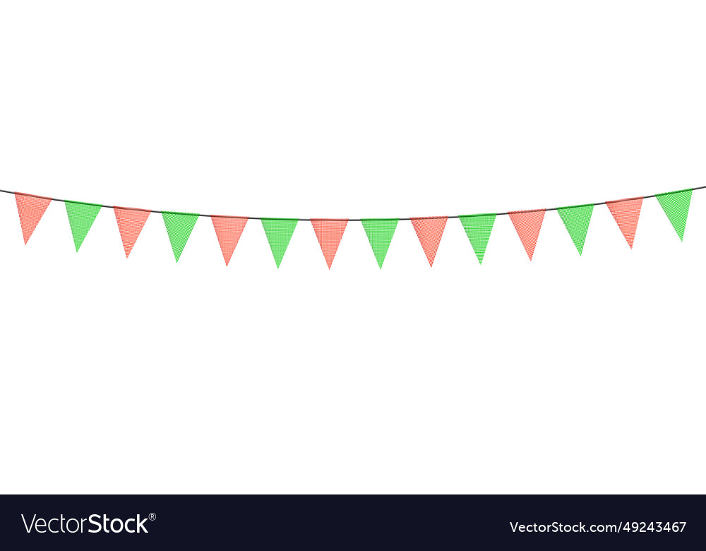 Red and green new year bunting garlands Royalty Free Vector