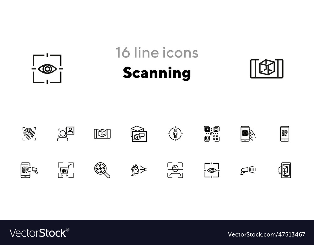 Scanning line icon set