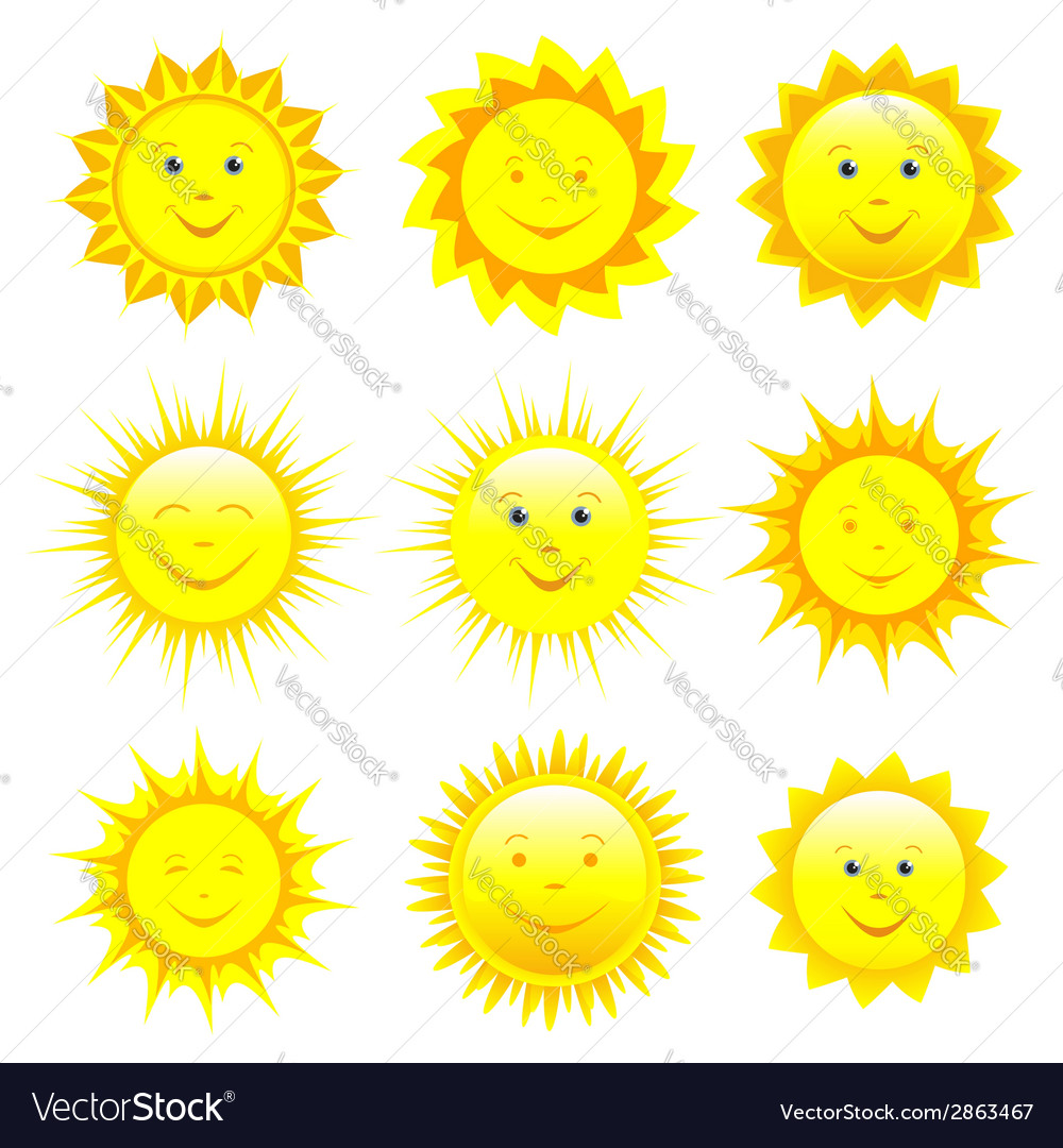 Set of smiling sun
