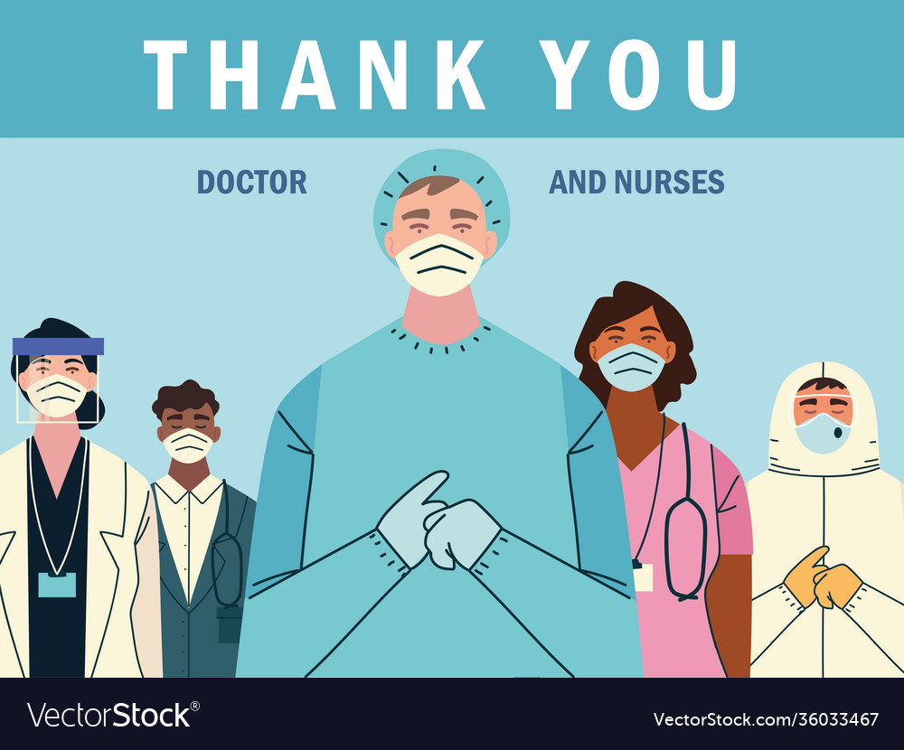 Thank you doctors and nurse health care workers Vector Image