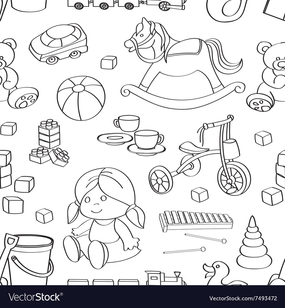 Doodle pattern toys Royalty Free Vector Image - VectorStock