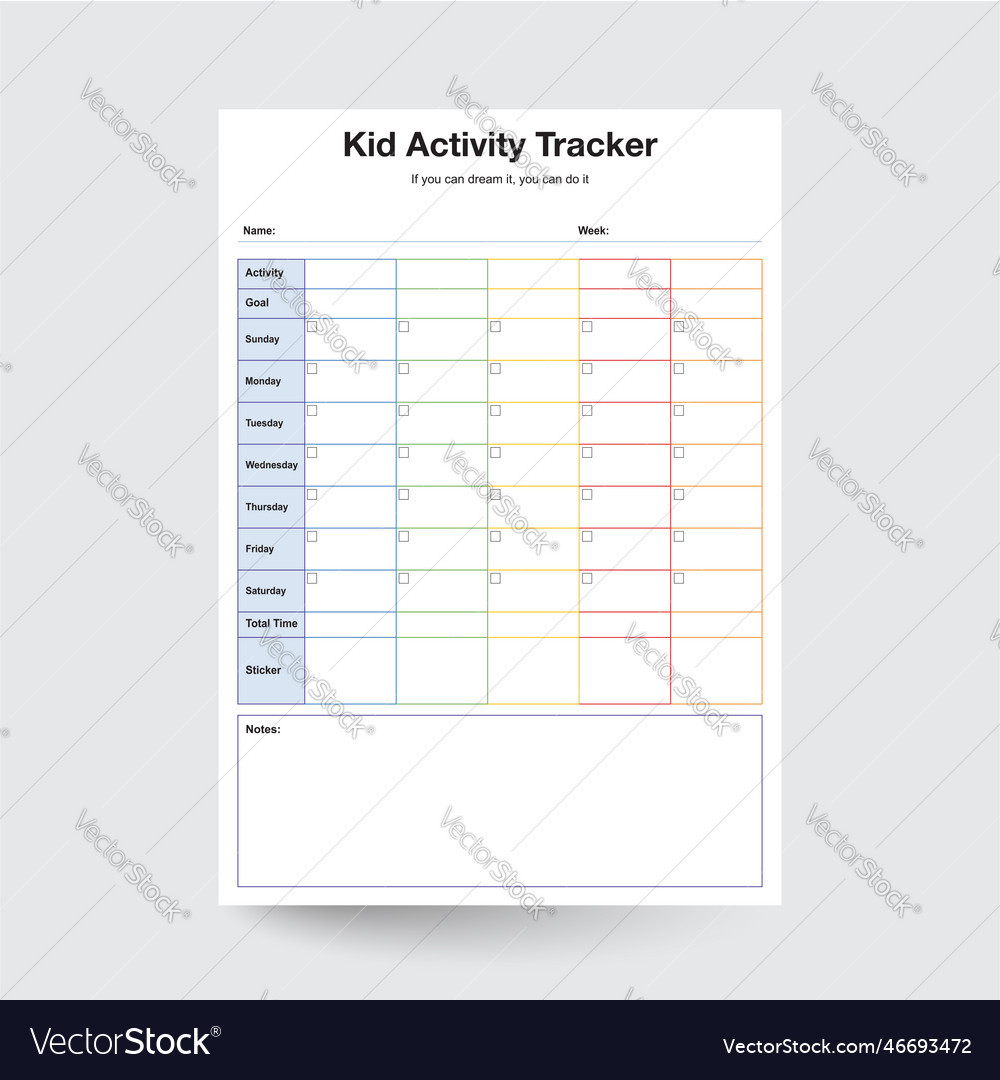 Kids activity tracker Royalty Free Vector Image