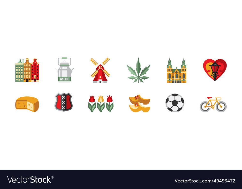 Netherlands travel symbols and dutch landmarks Vector Image