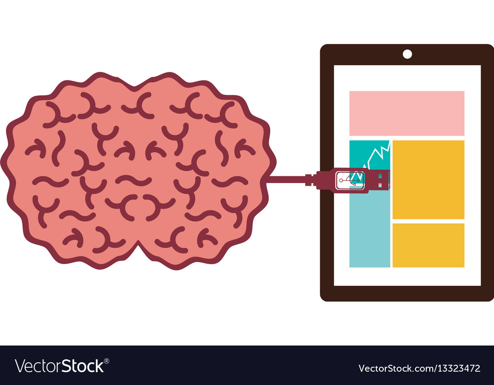 Tablet and usb connected to brain