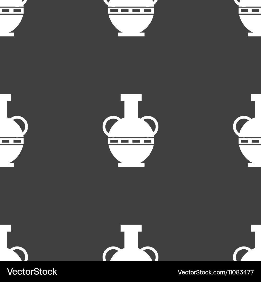 Amphora icon sign Seamless pattern on a gray Vector Image