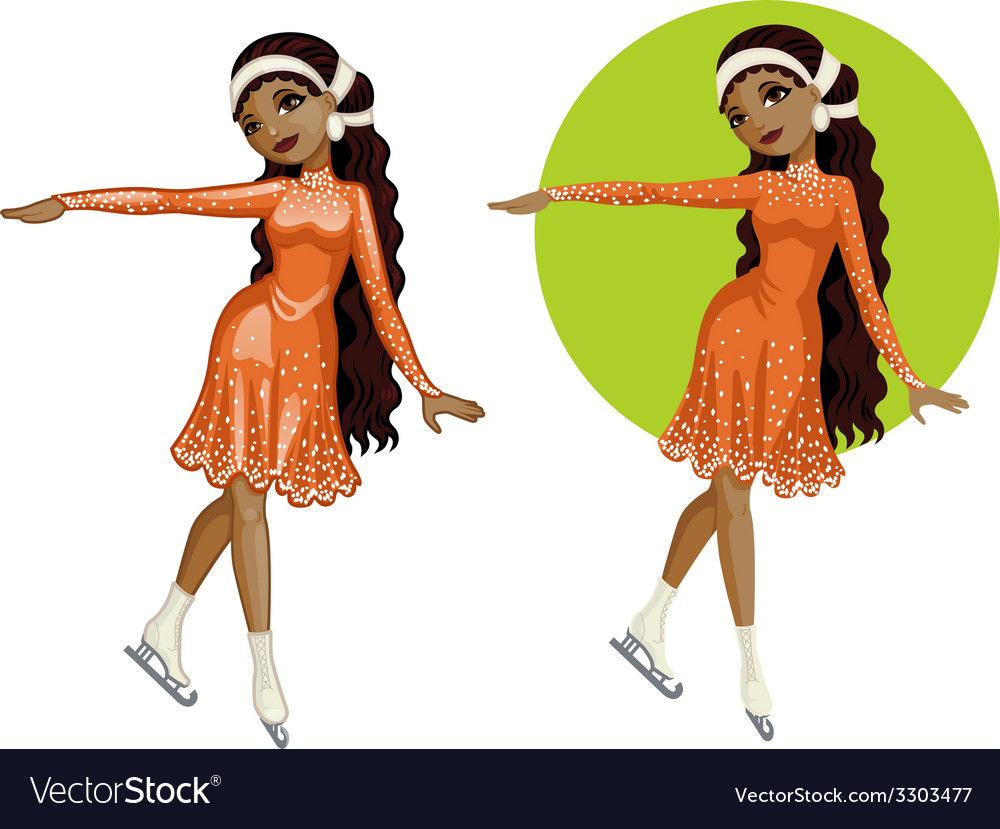 Cute young african american woman figure skater