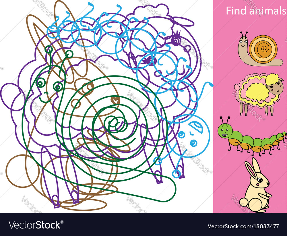 Find Hidden Objects And Shapes Educational Game Vector Image