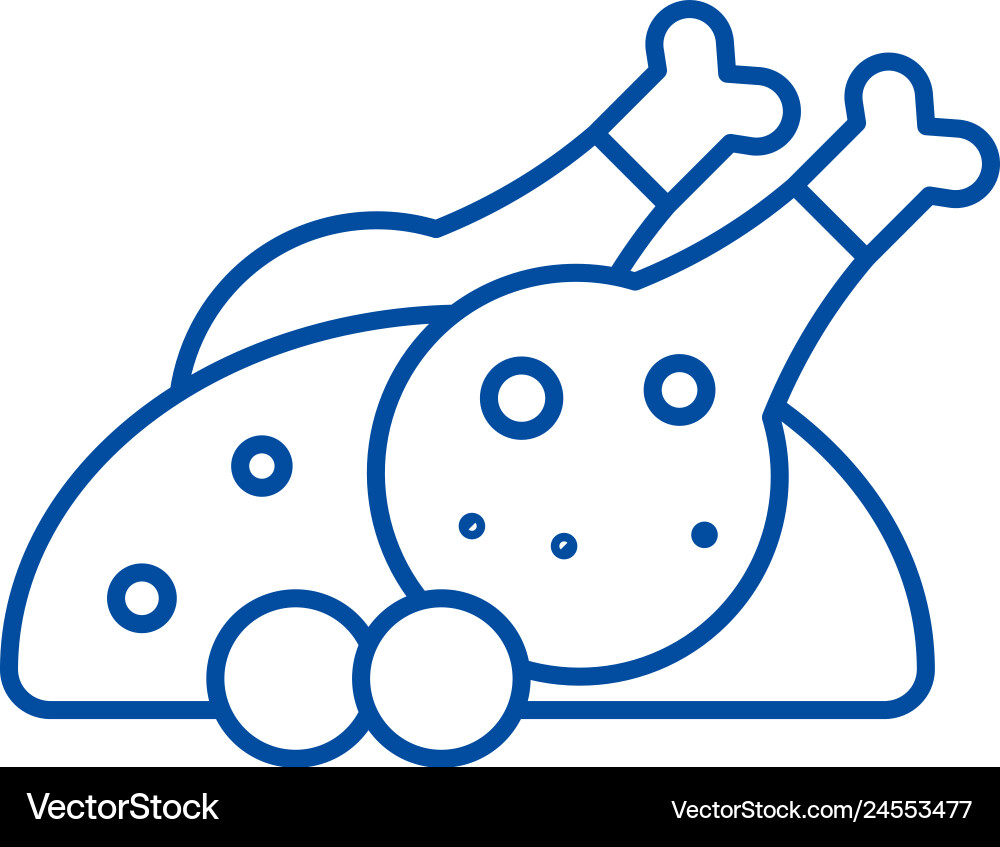 Grilled chicken line icon concept chicken Vector Image
