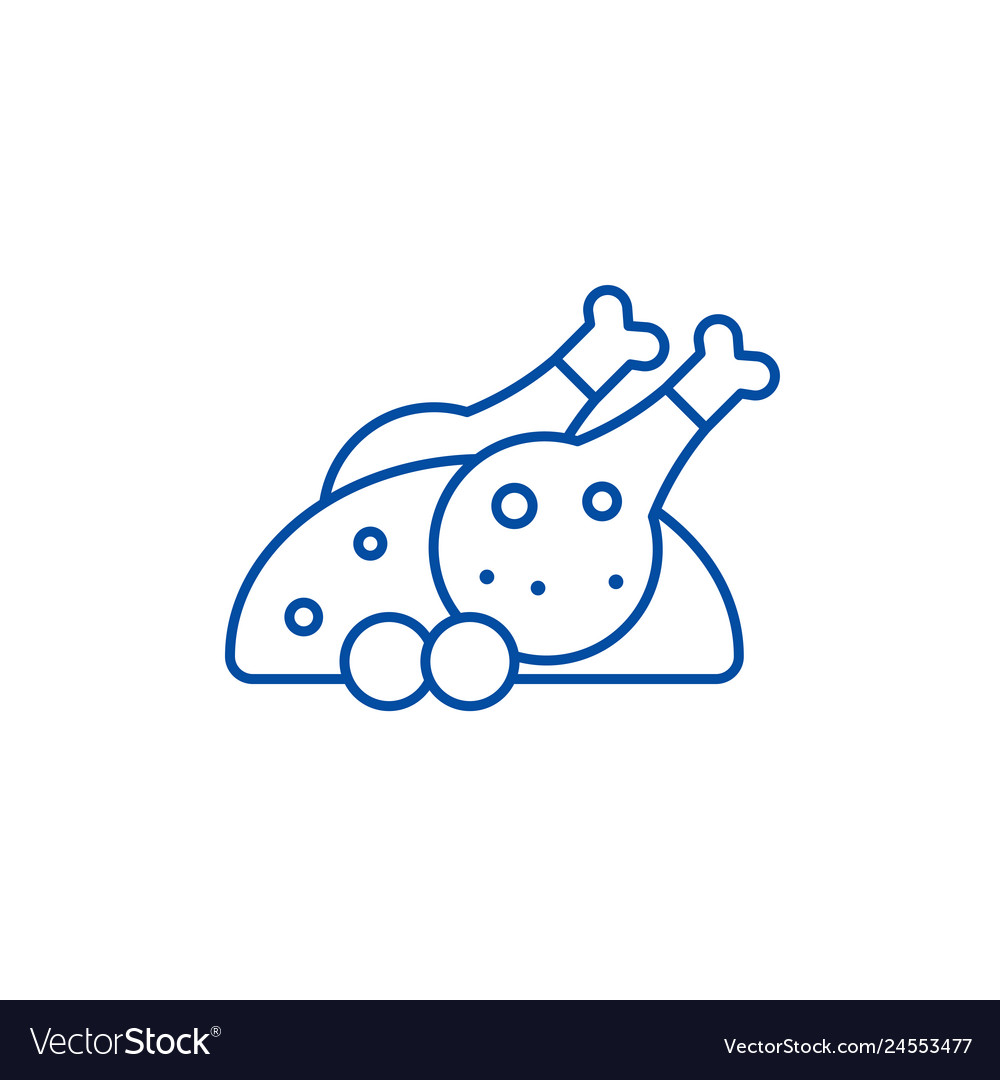 Grilled chicken line icon concept