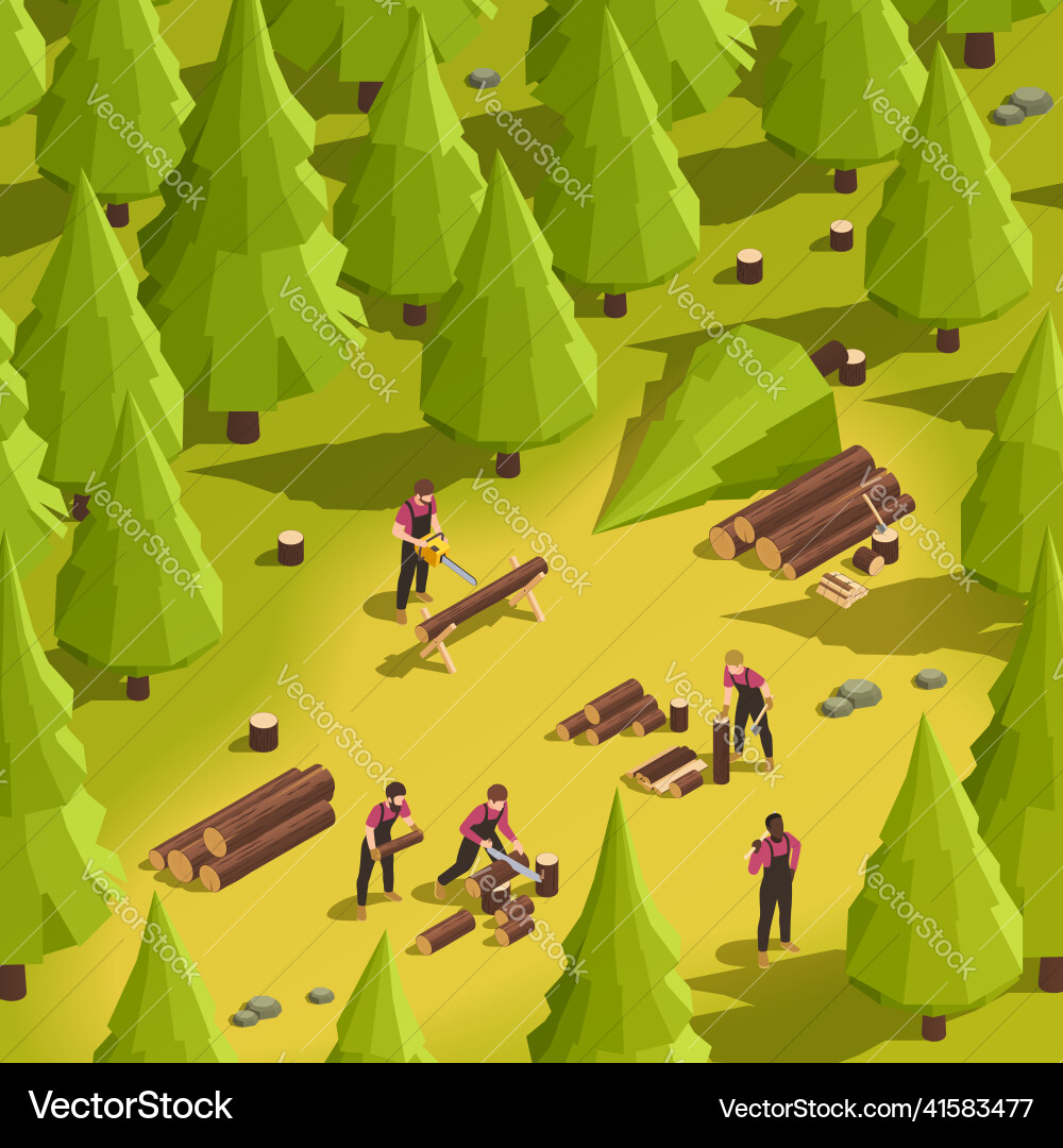 Lumberjack isometric Royalty Free Vector Image