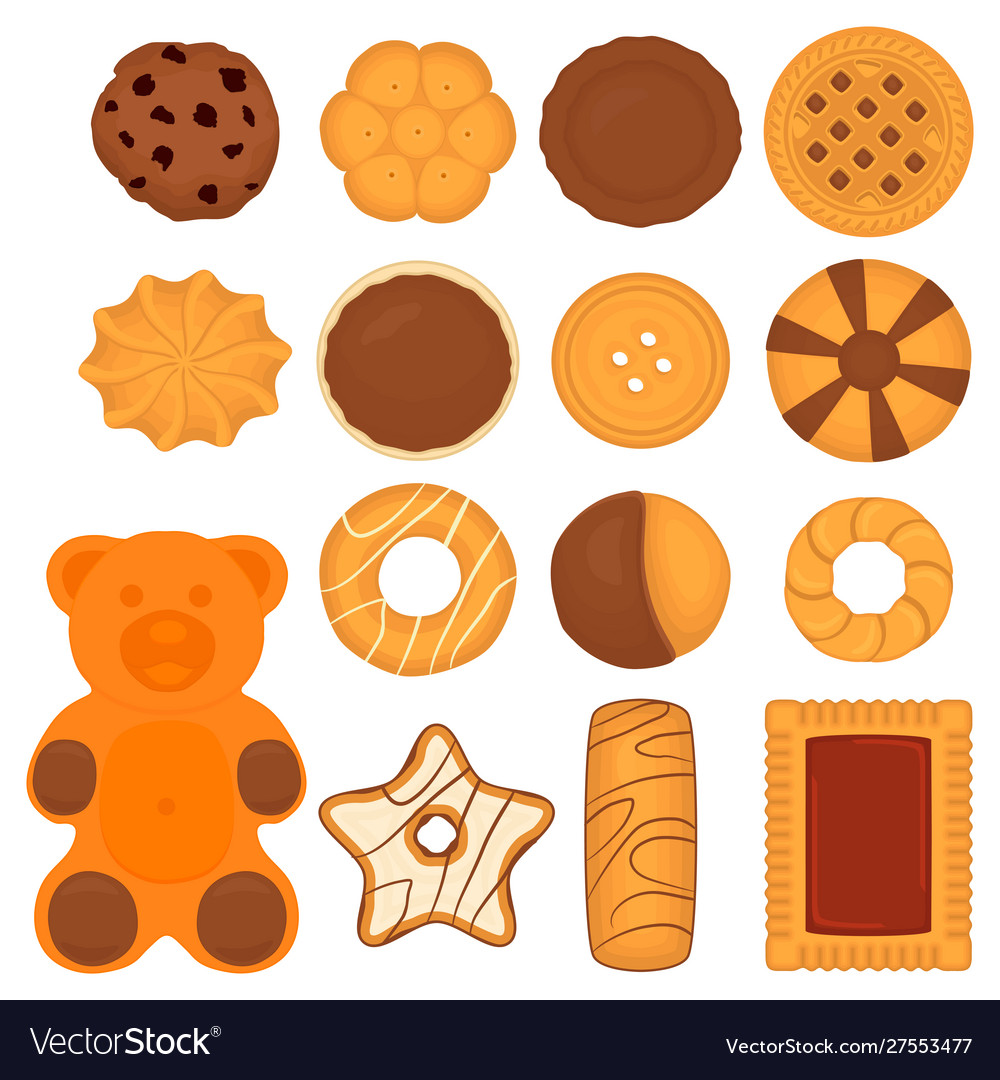 On theme big set different biscuit kit colorful Vector Image