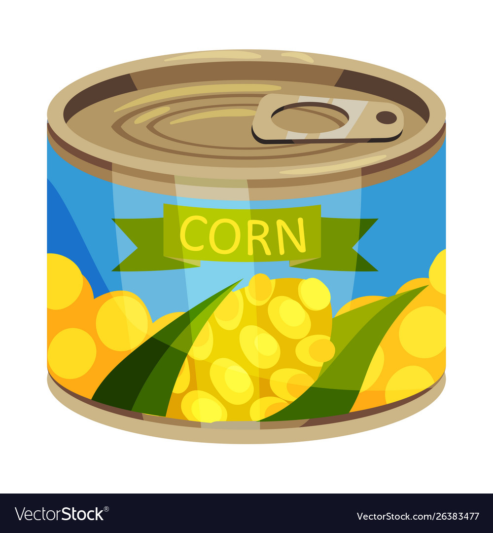 Round tin can with corn Royalty Free Vector Image