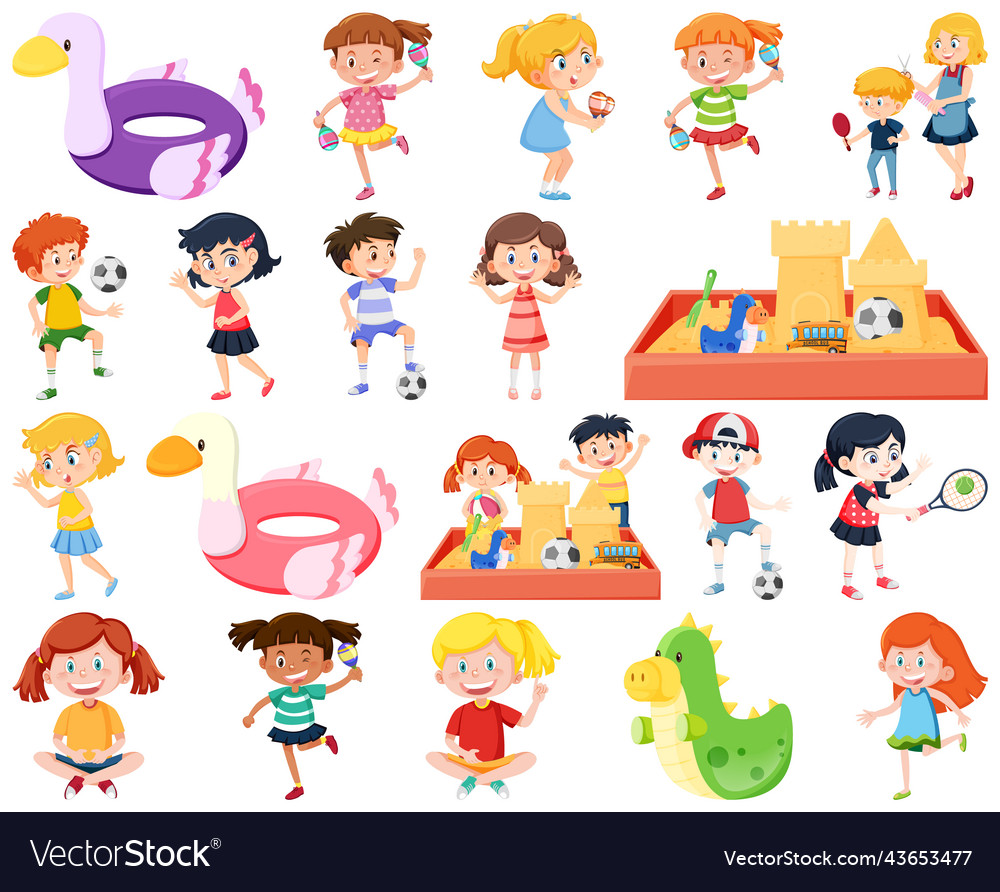 Set of children doing different activities Vector Image