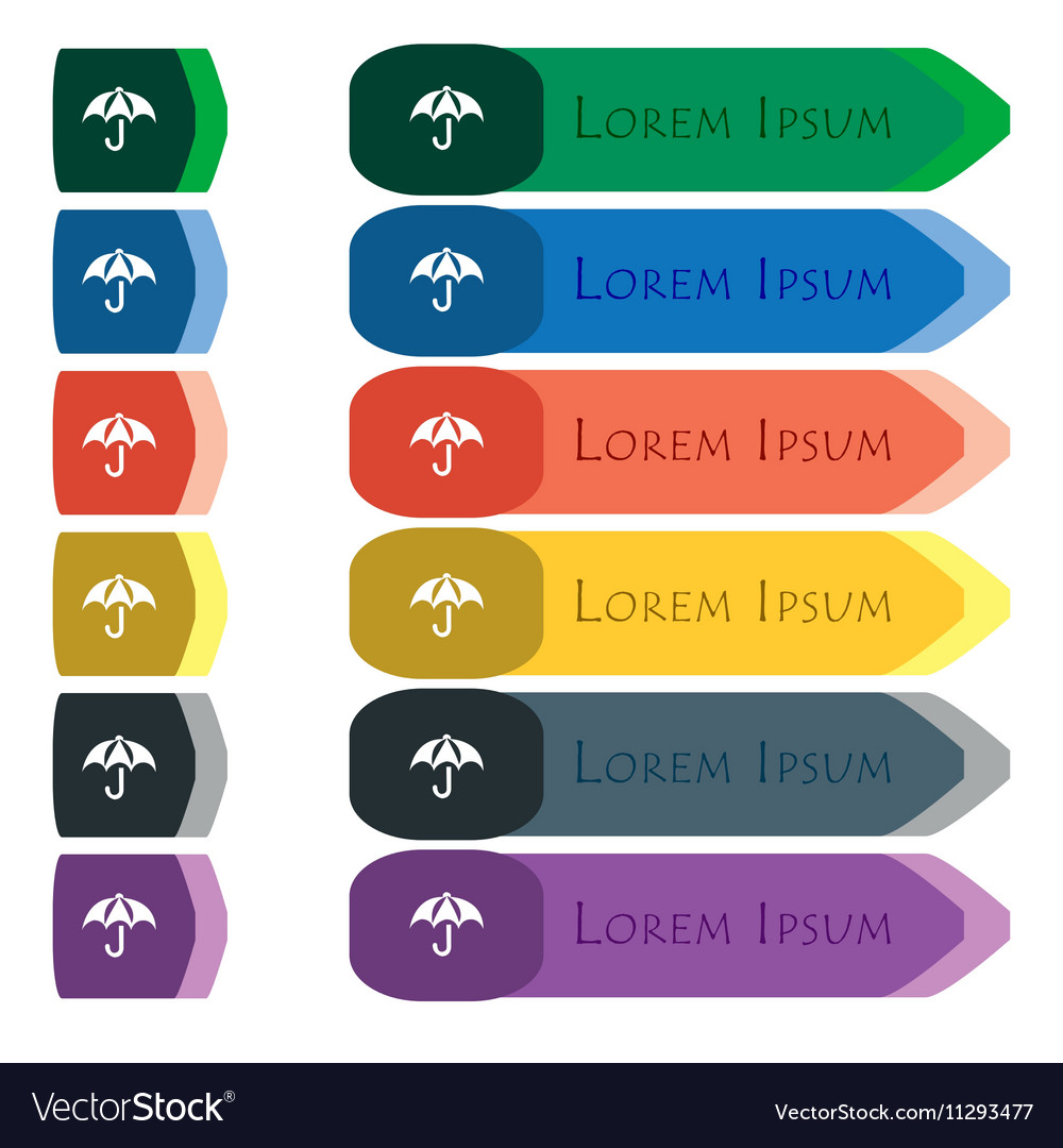 Umbrella icon sign set of colorful bright long