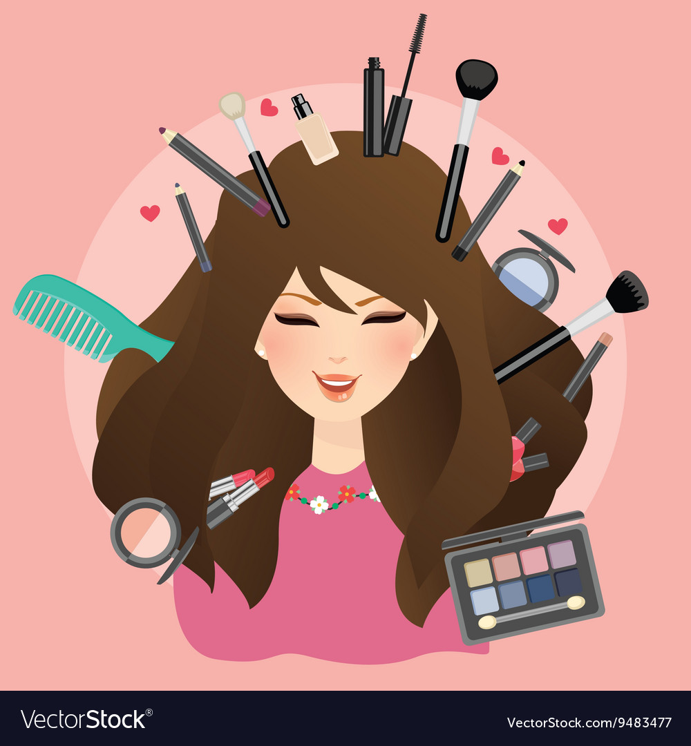 Woman girl female smile with make up around Vector Image