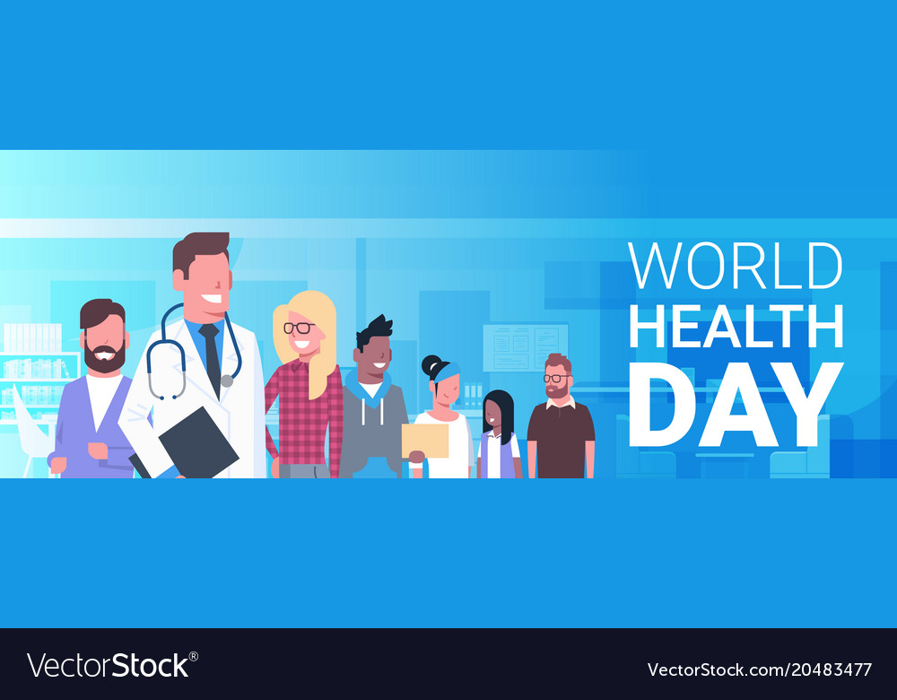 World Health Day Banner With Medical Doctor Over Vector Image