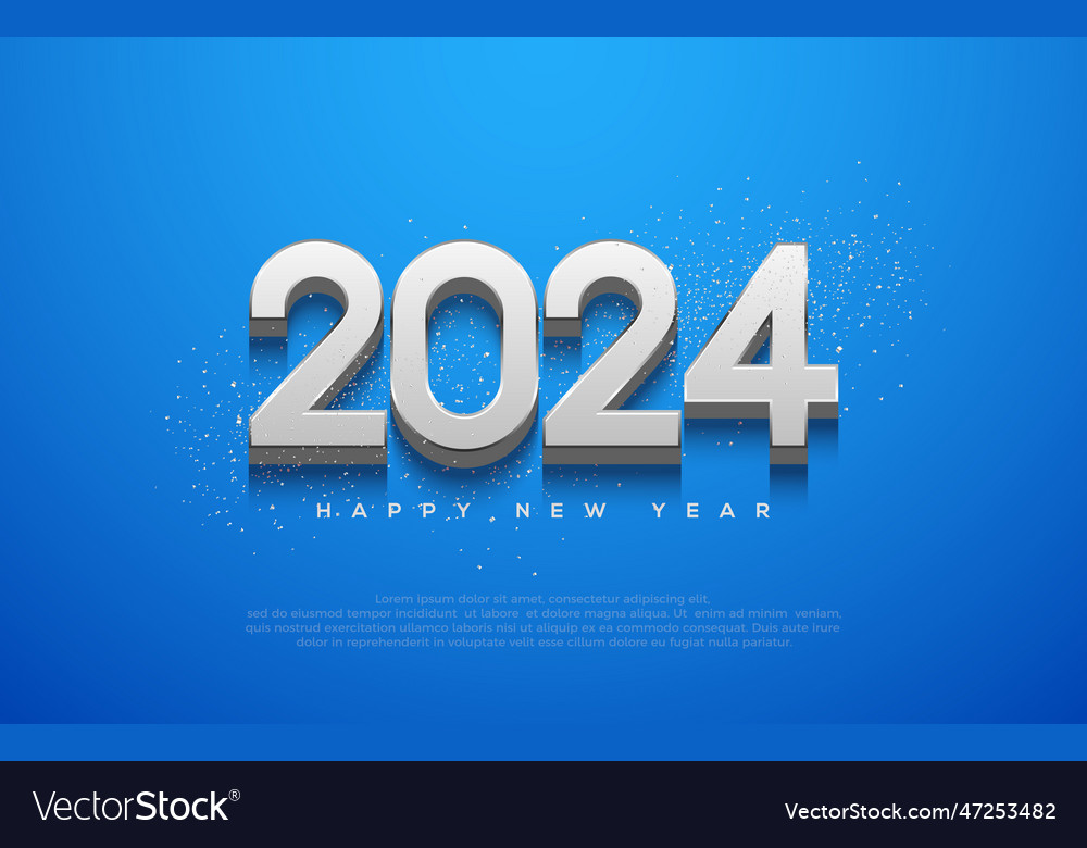 3d number 2024 with silver metallic numbers Vector Image