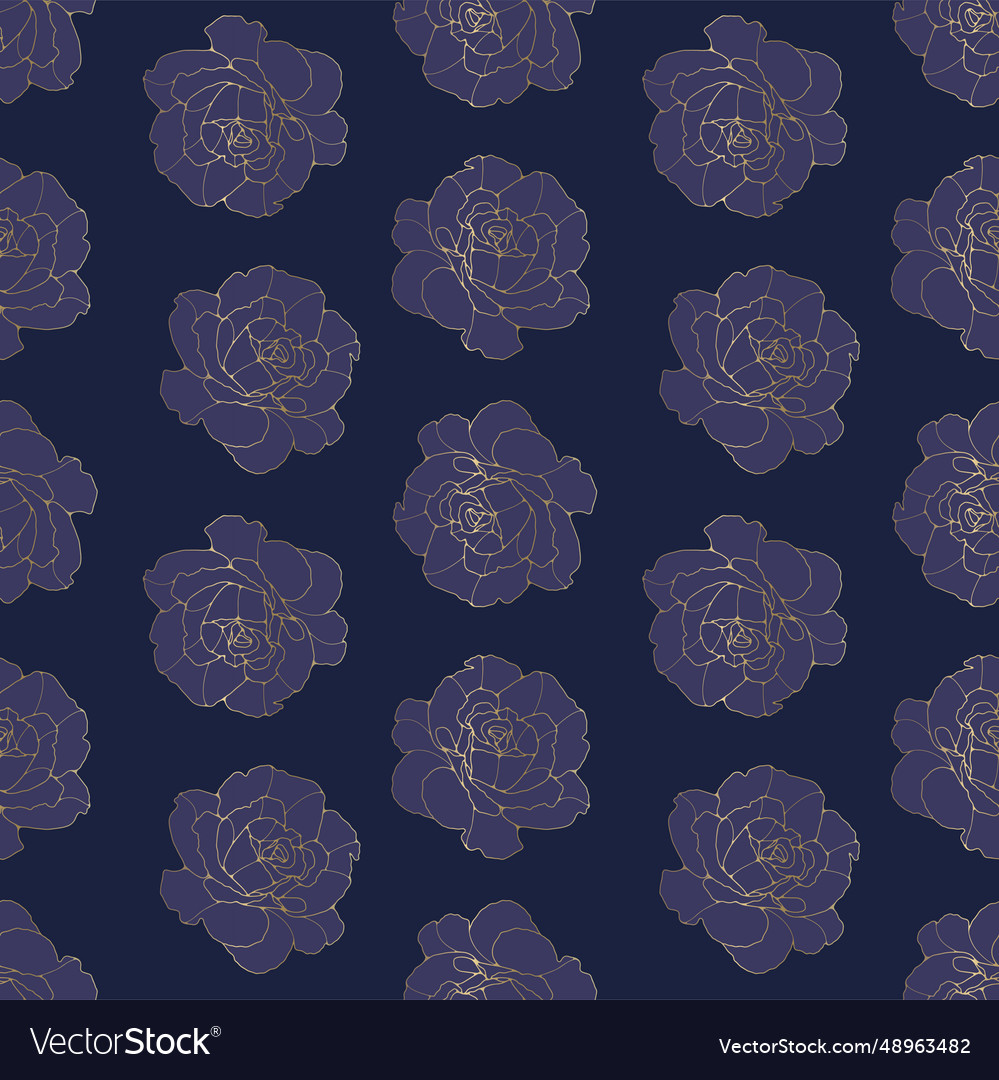 Dark blue floral seamless pattern with roses