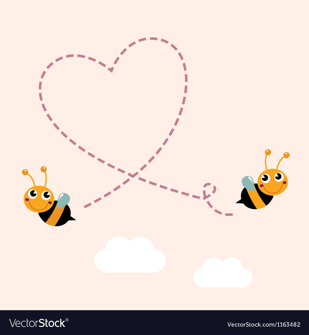 Two Bees Flying Create Heart Stock Vector by ©socris79 255254918