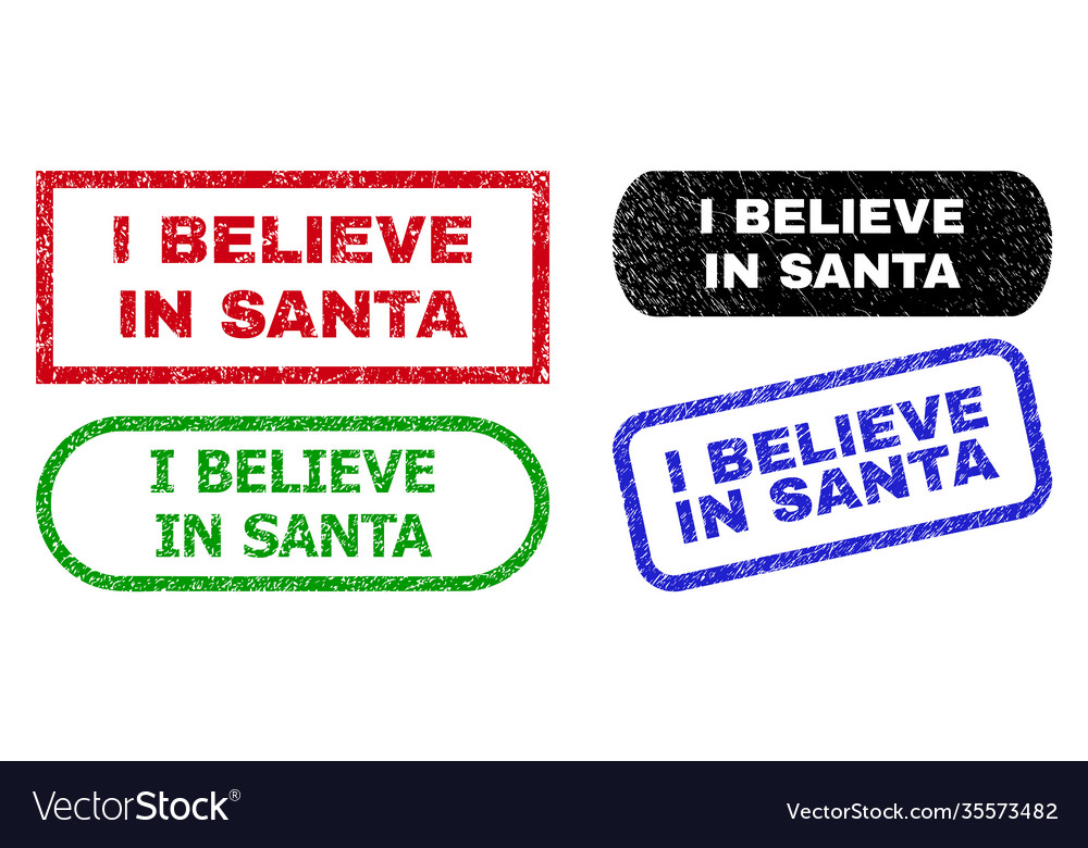 I believe in santa rectangle stamp seals with Vector Image