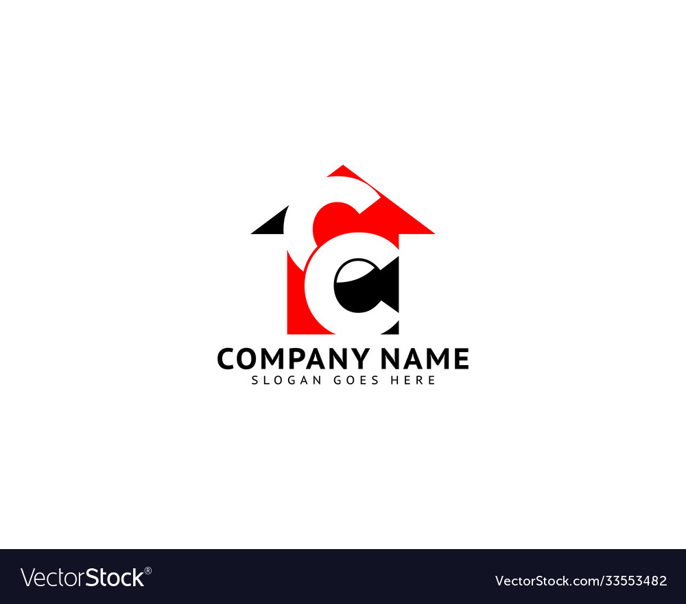 Initial letter cc house real estate logo design