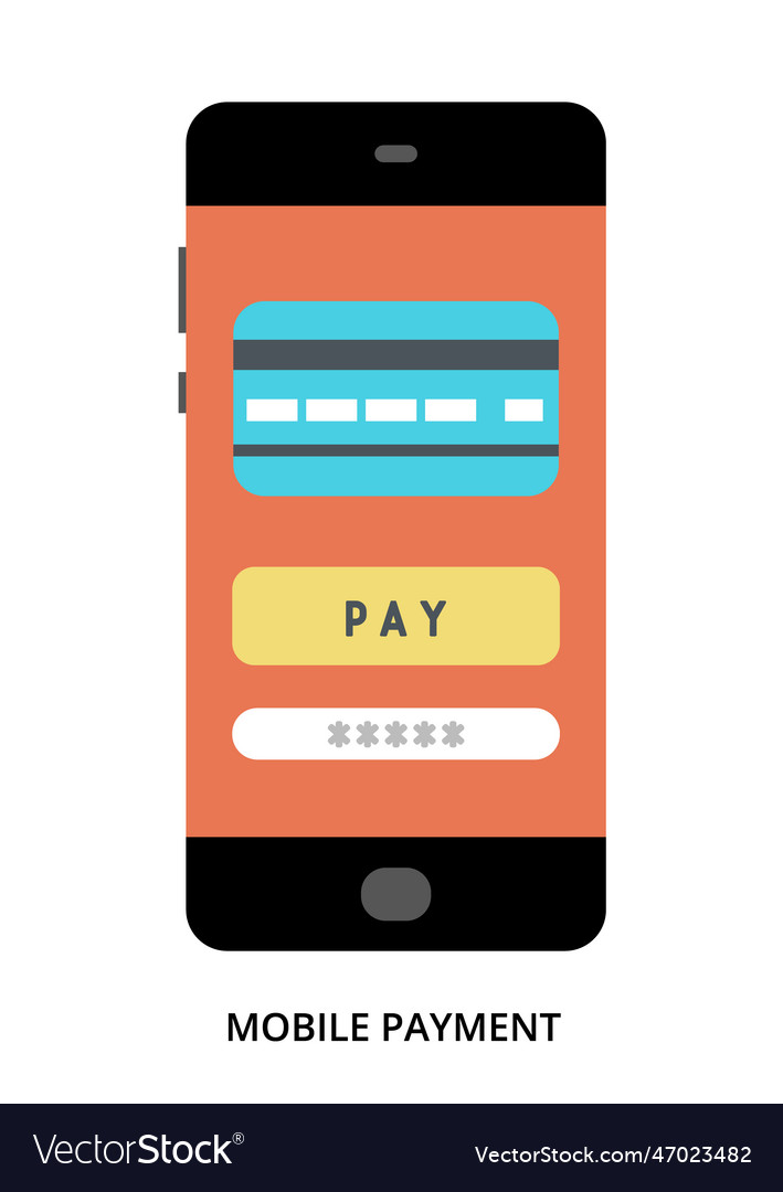 Mobile payment concept on black smartphone Vector Image