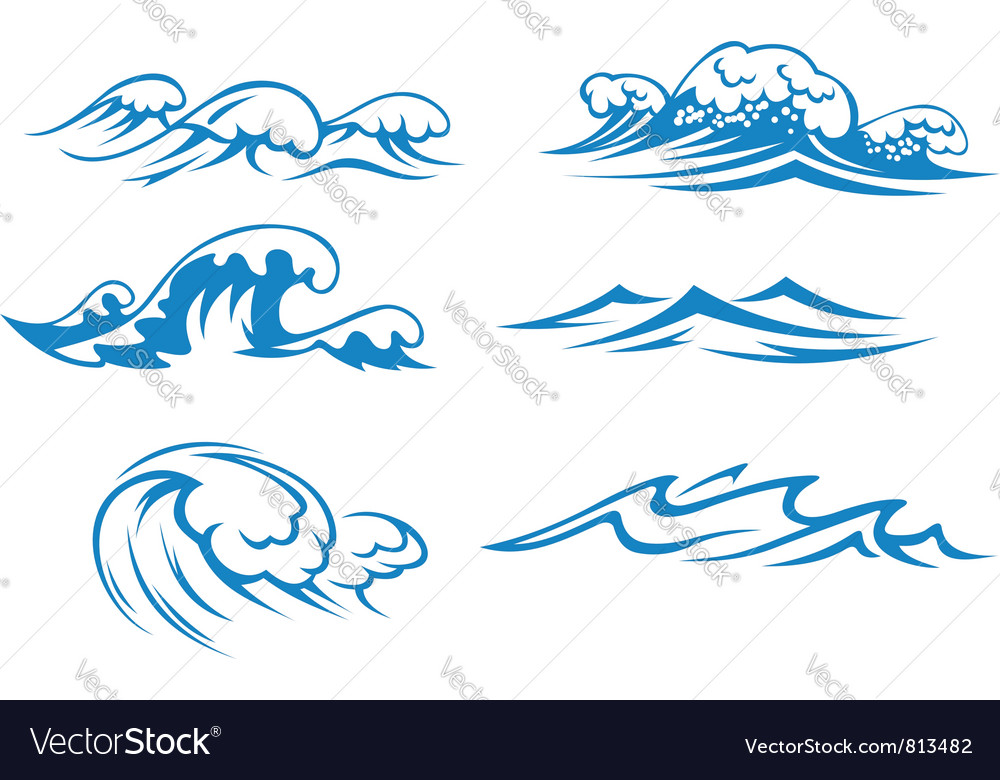 Download Ocean and sea waves Royalty Free Vector Image - VectorStock