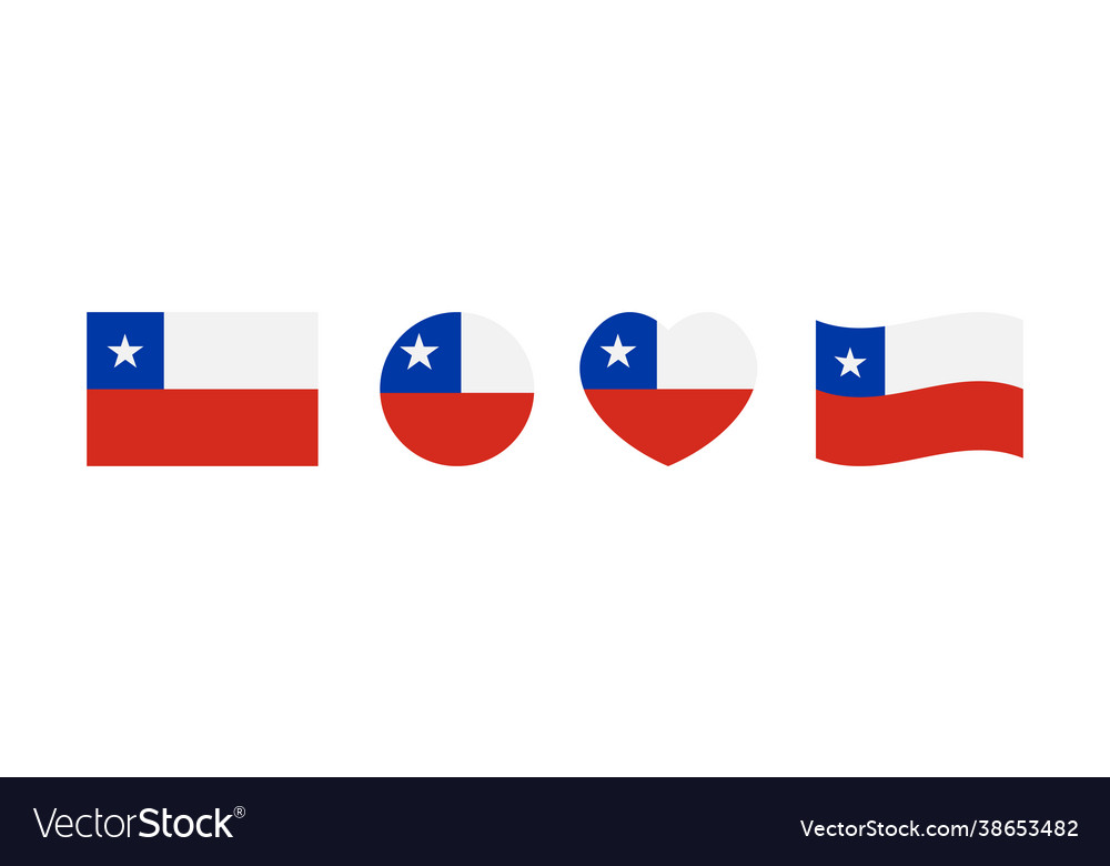 Set collection chile flags shapes icons Royalty Free Vector