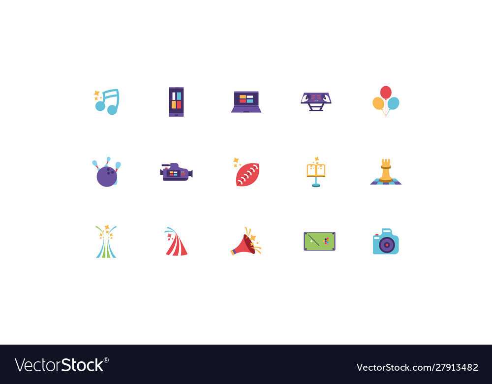 Set icons entertainment on white background Vector Image