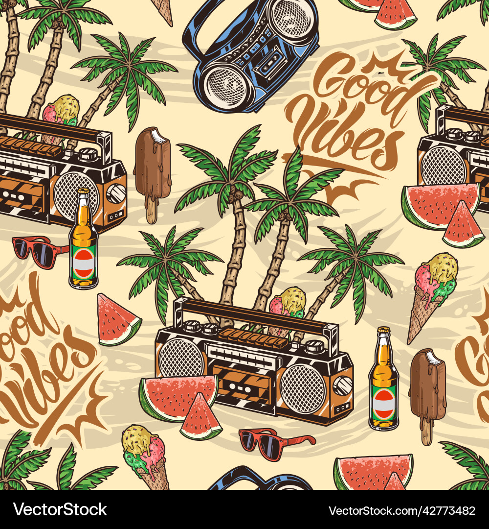 Tropical beach colorful seamless pattern Vector Image