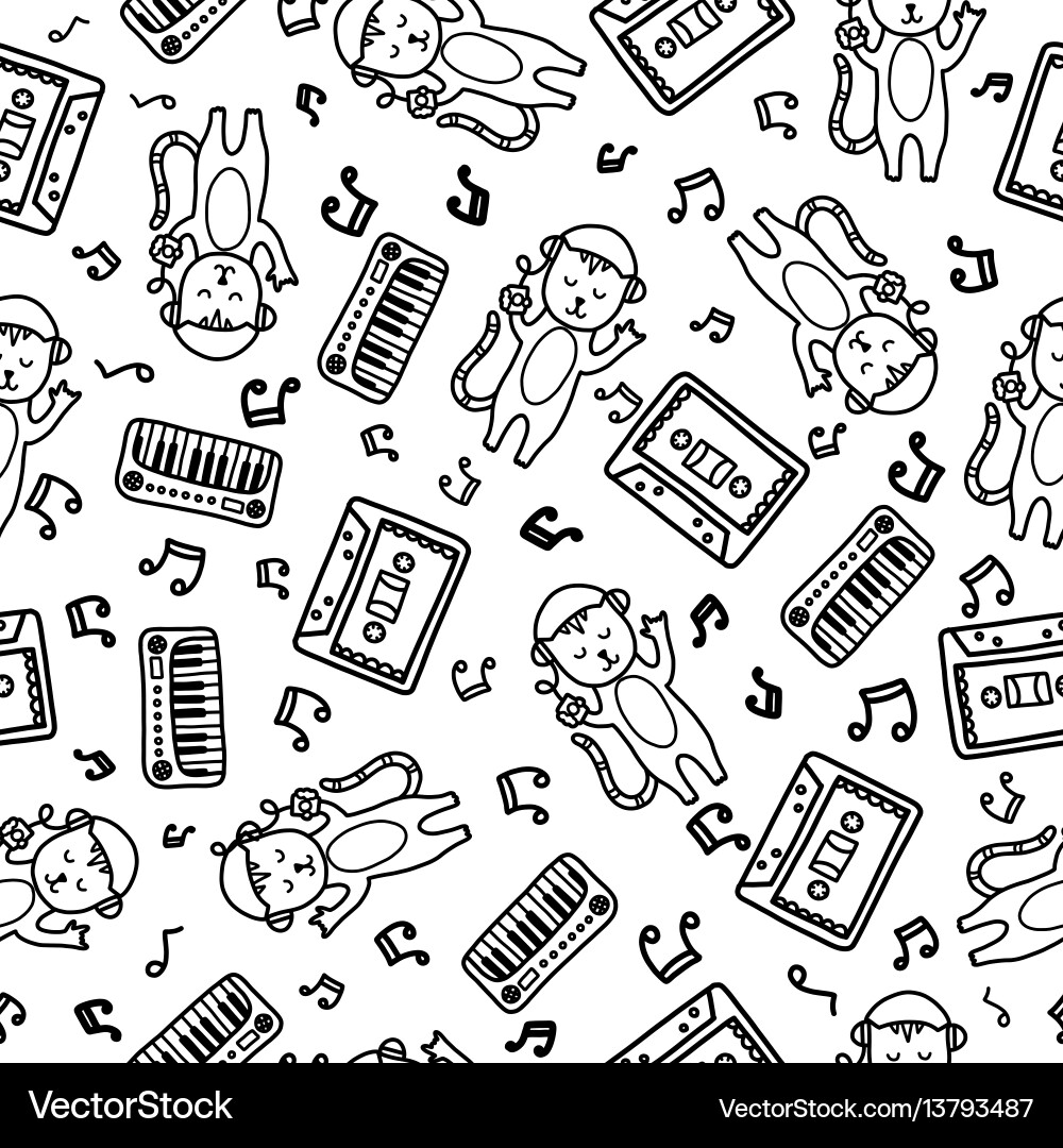 Doodles cute seamless pattern Royalty Free Vector Image