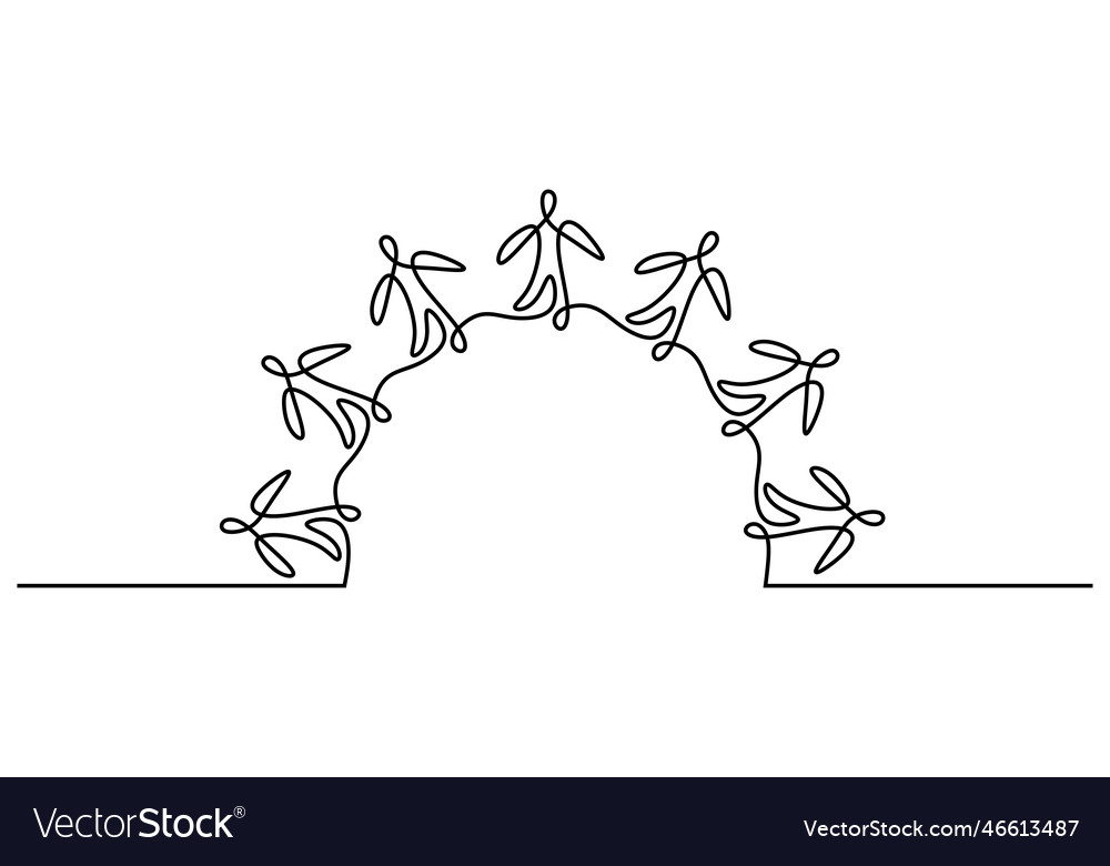 Earth with people one line drawing community