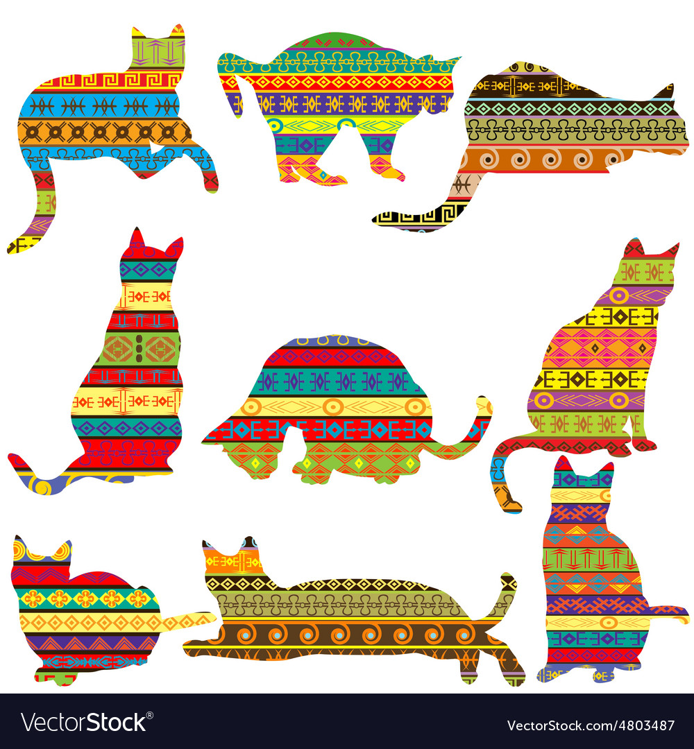 Ethnic decorative patterned cats