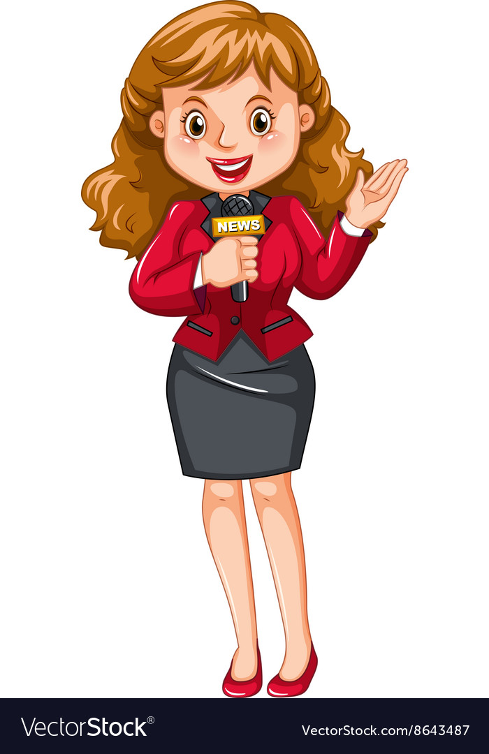 Female reporter with microphone Royalty Free Vector Image